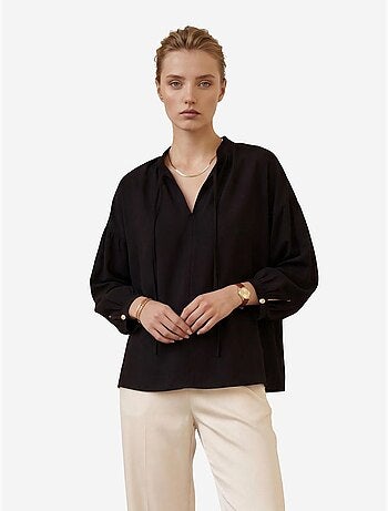 Chemise ample à manches longues en crêpe avec col mandarin my fashion