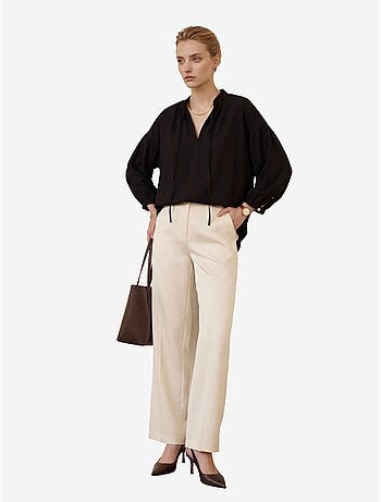 Chemise ample à manches longues en crêpe avec col mandarin my fashion