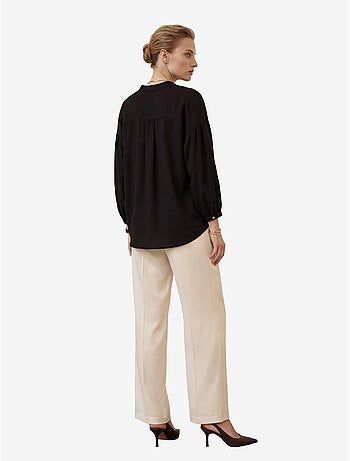 Chemise ample à manches longues en crêpe avec col mandarin my fashion