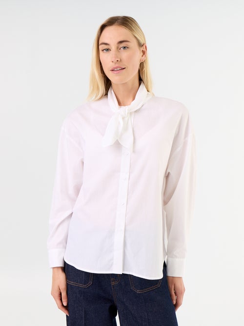 Chemise ample à manches longues et col lavallière - Kiabi