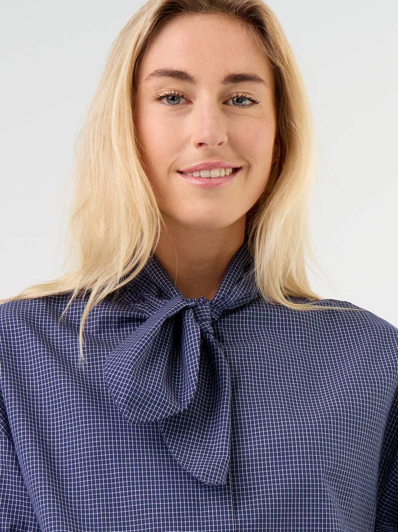 Chemise ample à manches longues et col lavallière Bleu - Kiabi