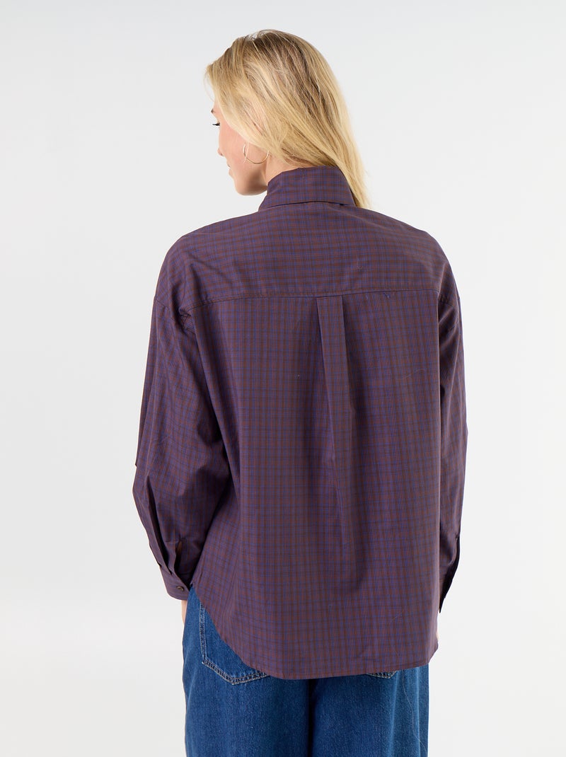 Chemise ample à manches longues et col lavallière Marron - Kiabi