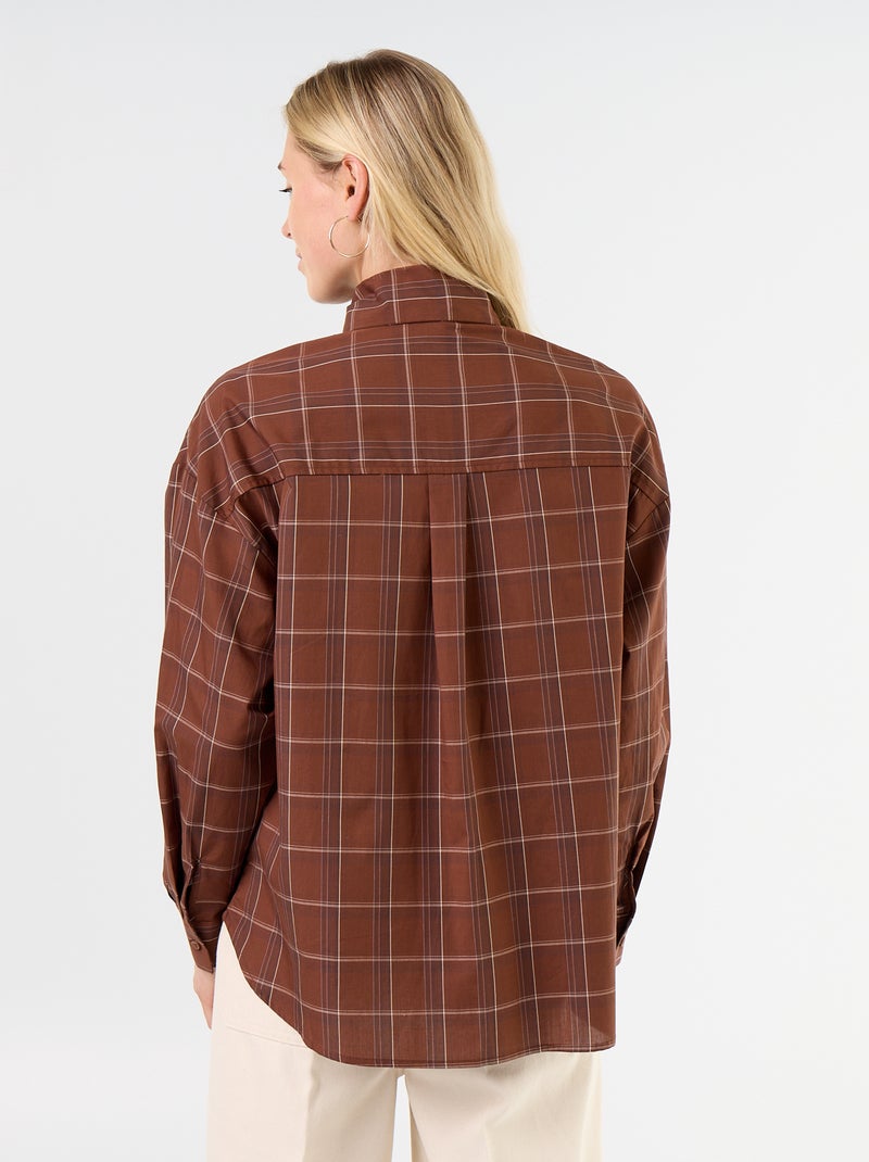 Chemise ample à manches longues et col lavallière Marron - Kiabi