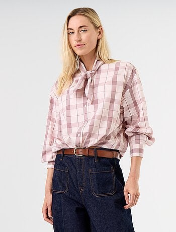 Chemise ample à manches longues et col lavallière