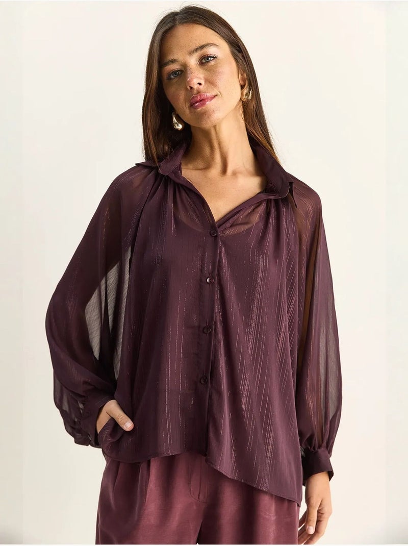 Chemise ample en chiffon de coton lucci Rouge bordeaux - Kiabi