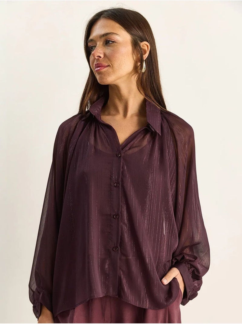 Chemise ample en chiffon de coton lucci Rouge bordeaux - Kiabi