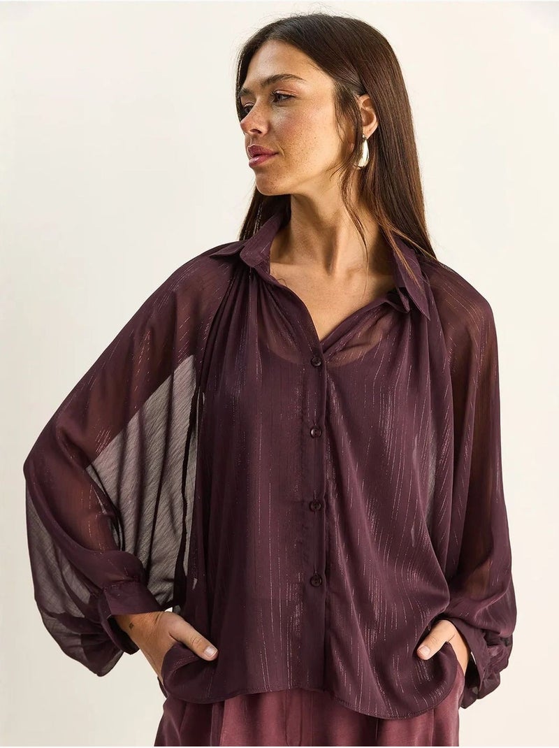 Chemise ample en chiffon de coton lucci Rouge bordeaux - Kiabi