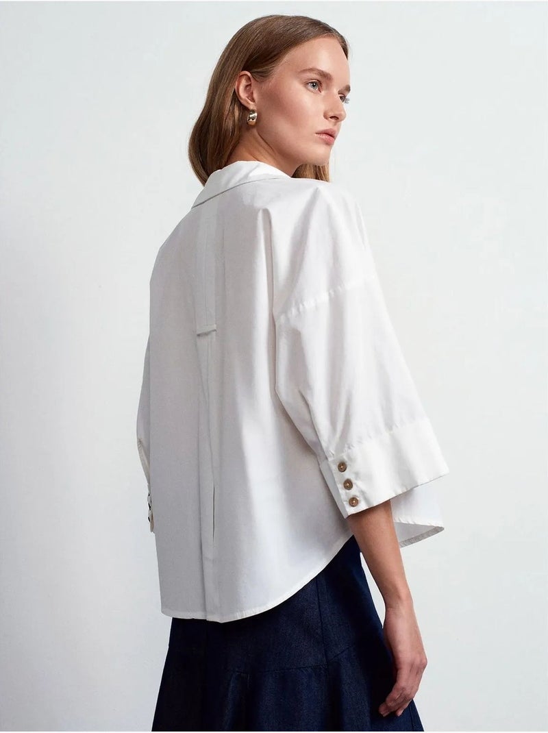 Chemise ample en popeline de coton dilvin Blanc - Kiabi