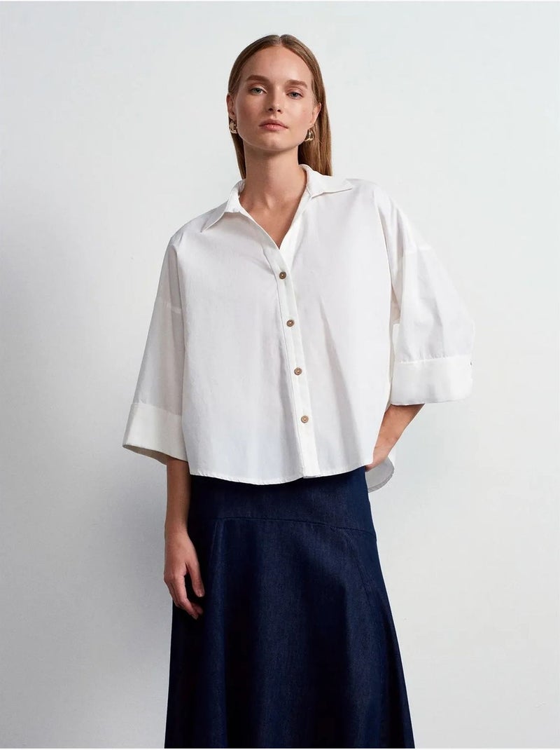 Chemise ample en popeline de coton dilvin Blanc - Kiabi