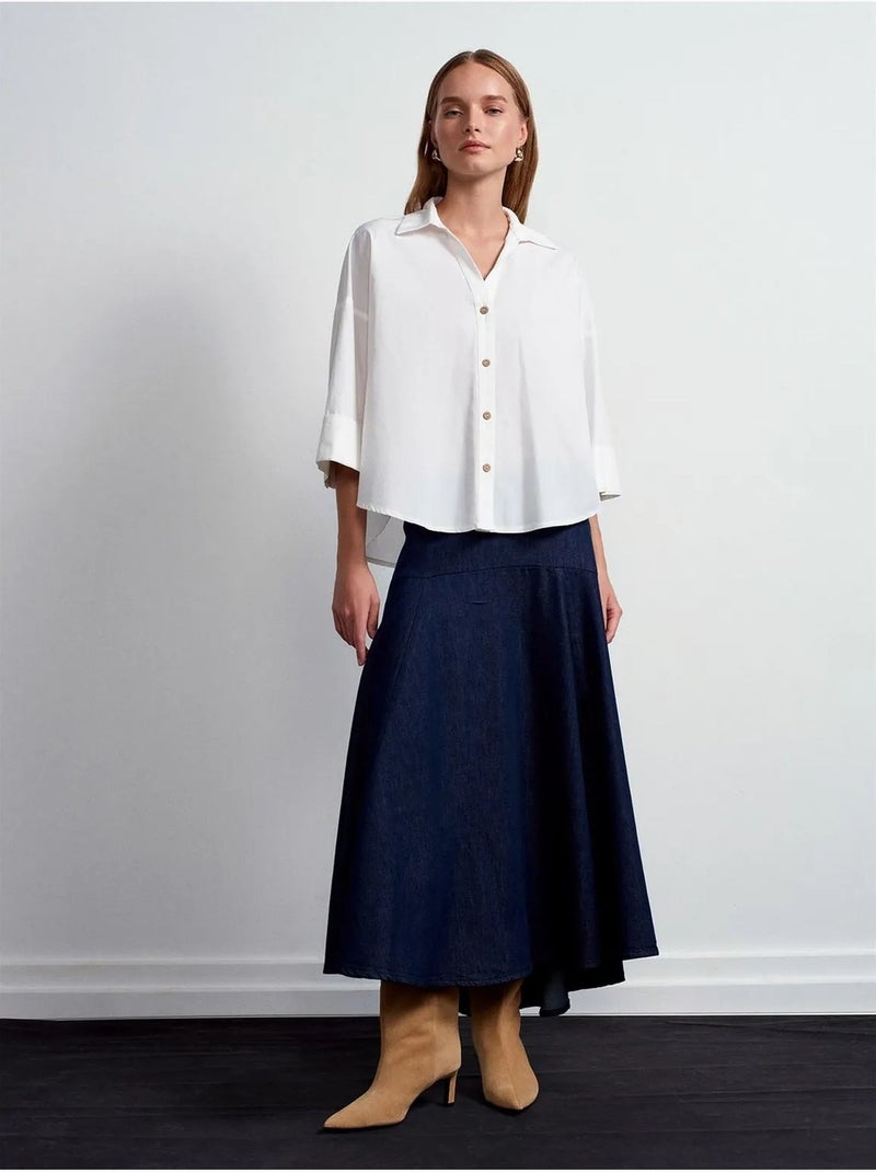 Chemise ample en popeline de coton dilvin Blanc - Kiabi