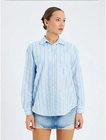 Chemise ample en popeline rayée avec fermeture à boutons mixray