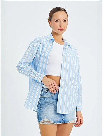 Chemise ample en popeline rayée avec fermeture à boutons mixray