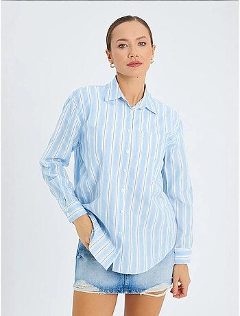 Chemise ample en popeline rayée avec fermeture à boutons mixray
