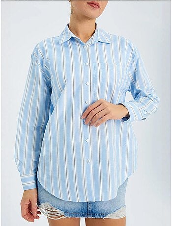Chemise ample en popeline rayée avec fermeture à boutons mixray