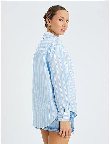 Chemise ample en popeline rayée avec fermeture à boutons mixray