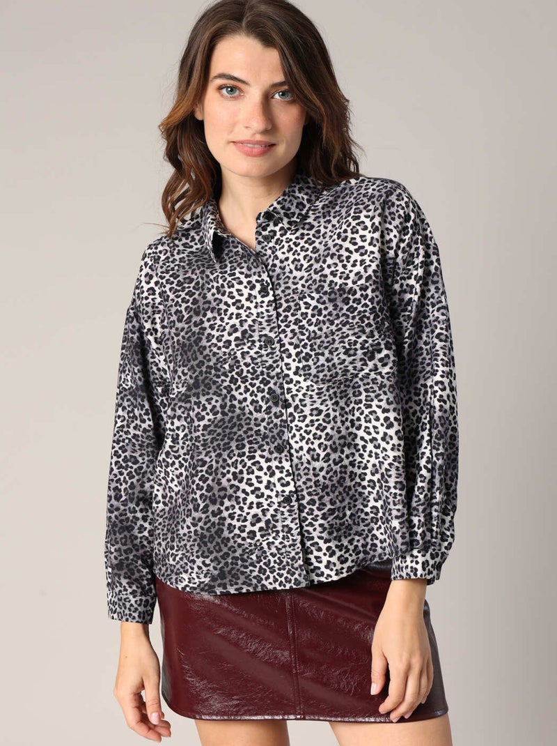 Chemise ample imprimée léopard 'Deeluxe' Gris - Kiabi