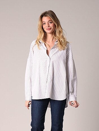 Chemise ample rayée avec strass 'Deeluxe'