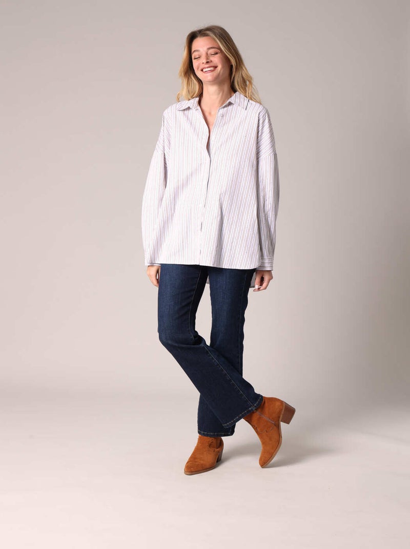Chemise ample rayée avec strass 'Deeluxe' Beige - Kiabi