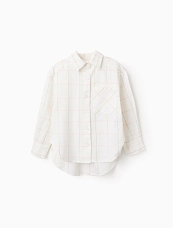 Chemise Asymétrique en Coton à Carreaux