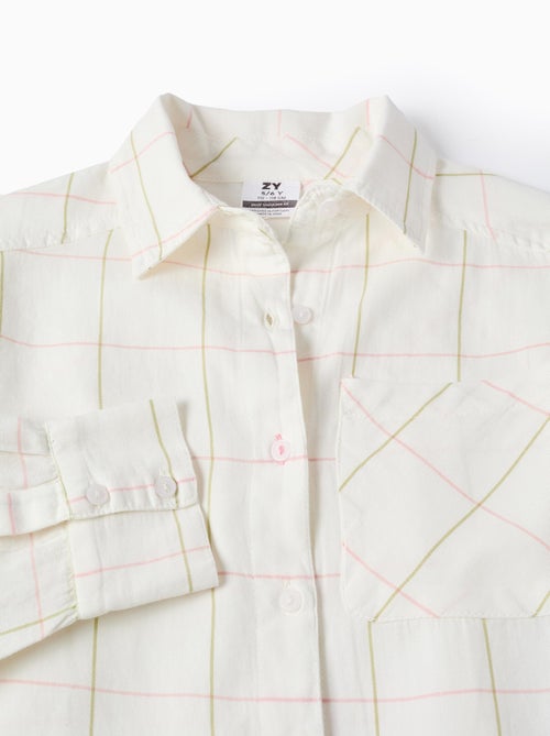 Chemise Asymétrique en Coton à Carreaux - Kiabi