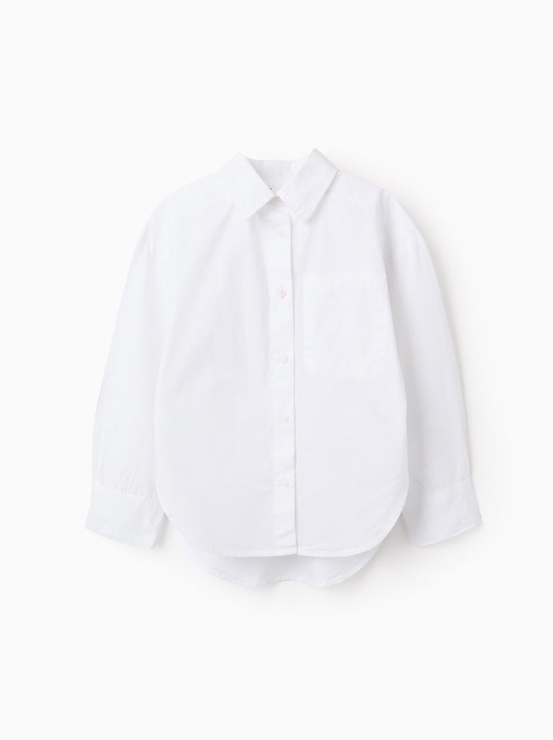 Chemise Asymétrique en Coton Blanc - Kiabi
