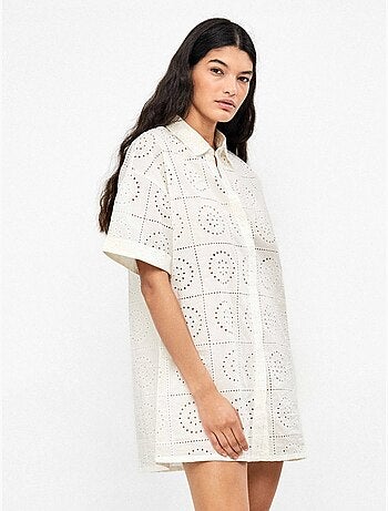 Chemise avec boutons et détails ajourés 100% coton