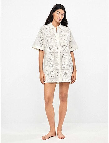 Chemise avec boutons et détails ajourés 100% coton