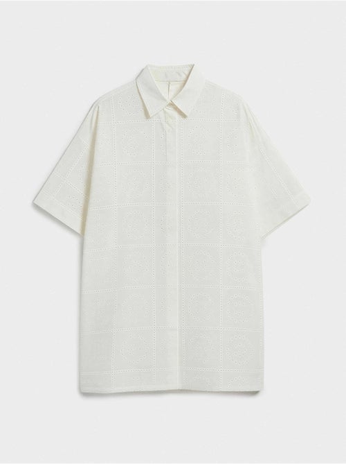Chemise avec boutons et détails ajourés 100% coton - Kiabi