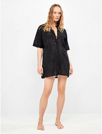 Chemise avec boutons et détails ajourés 100% coton