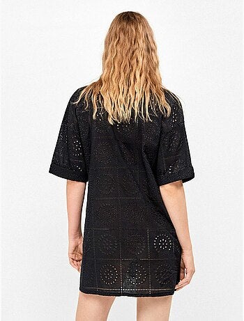 Chemise avec boutons et détails ajourés 100% coton