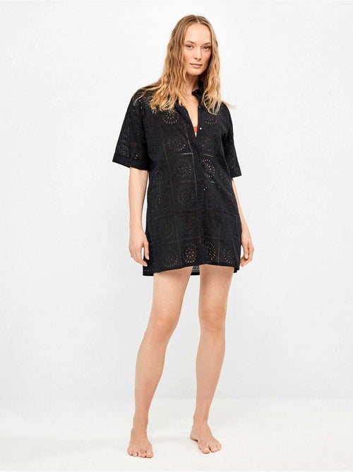 Chemise avec boutons et détails ajourés 100% coton - Kiabi Chemise avec boutons et détails ajourés 100% coton - Kiabi
