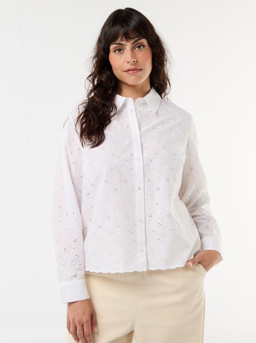 Chemise avec broderie anglaise et détails ondulés - Kiabi