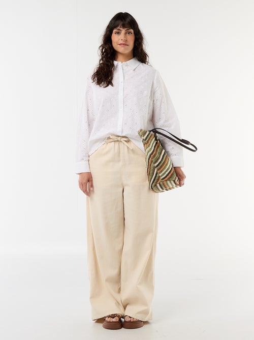 Chemise avec broderie anglaise et détails ondulés - Kiabi