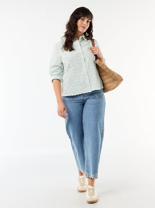 Chemise avec broderie anglaise et détails ondulés - Kiabi