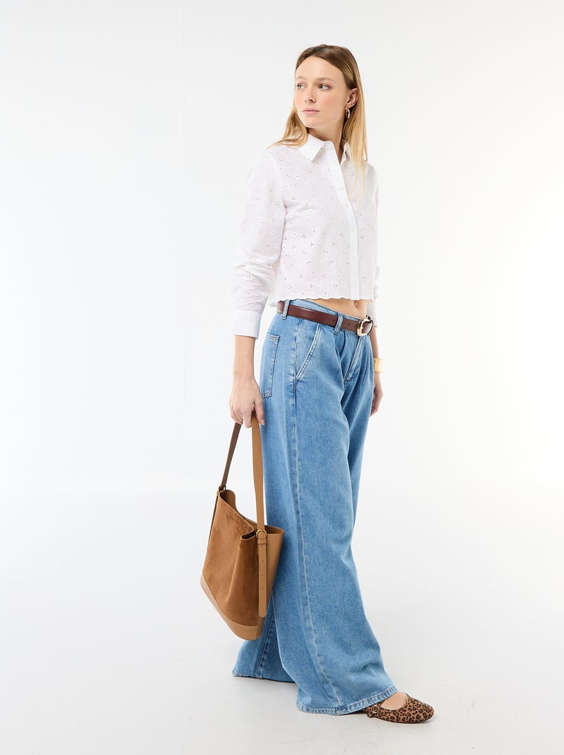 Chemise avec broderies all over Blanc - Kiabi