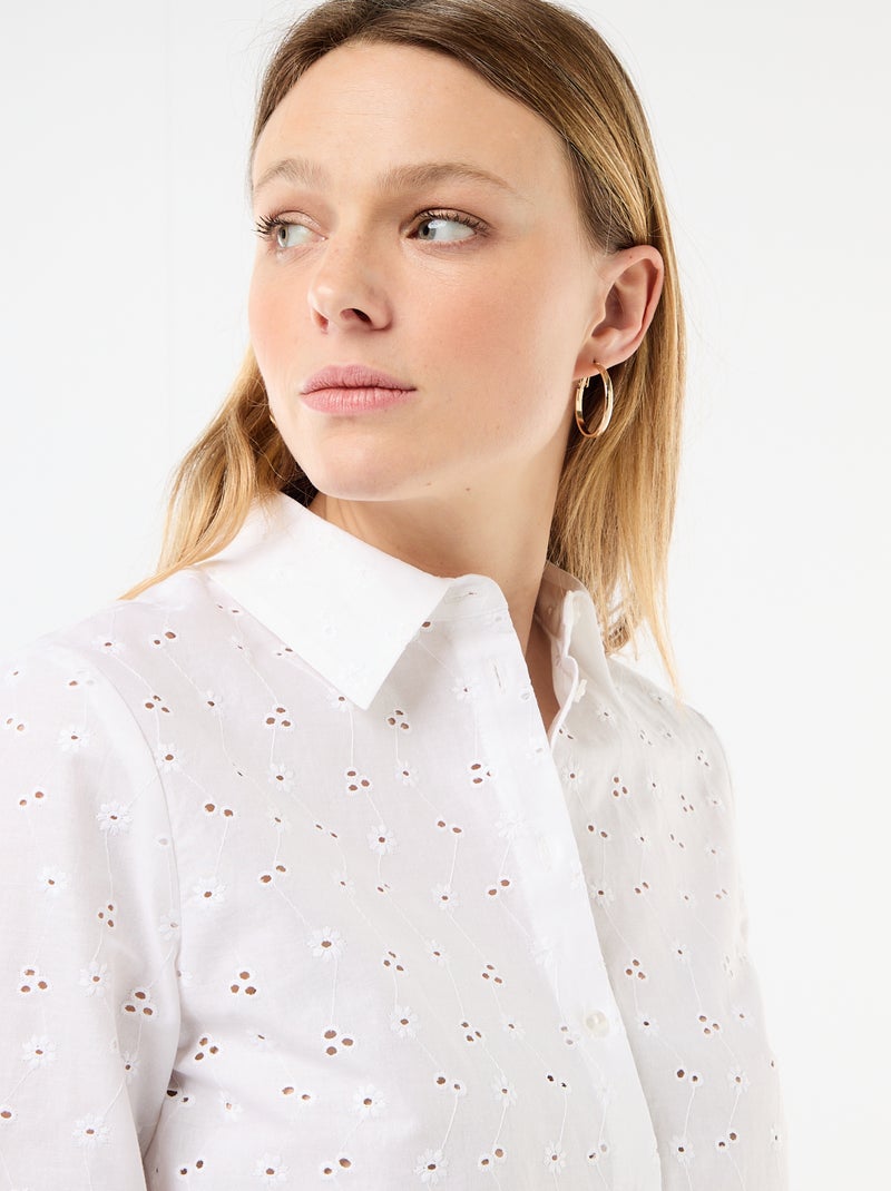 Chemise avec broderies all over Blanc - Kiabi