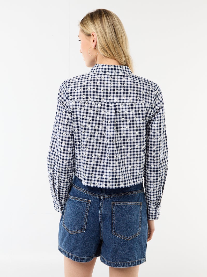 Chemise avec broderies all over Bleu - Kiabi