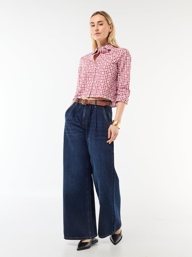 Chemise avec broderies all over Rouge - Kiabi