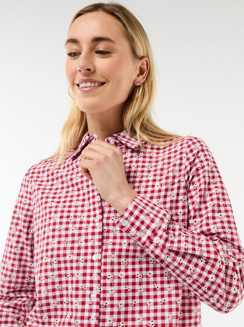 Chemise avec broderies all over Rouge - Kiabi