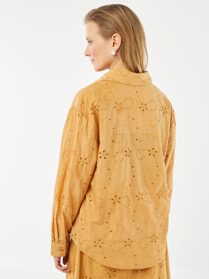 Chemise avec broderies anglaises BEIGE - Kiabi