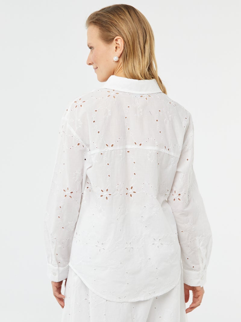 Chemise avec broderies anglaises blanc - Kiabi