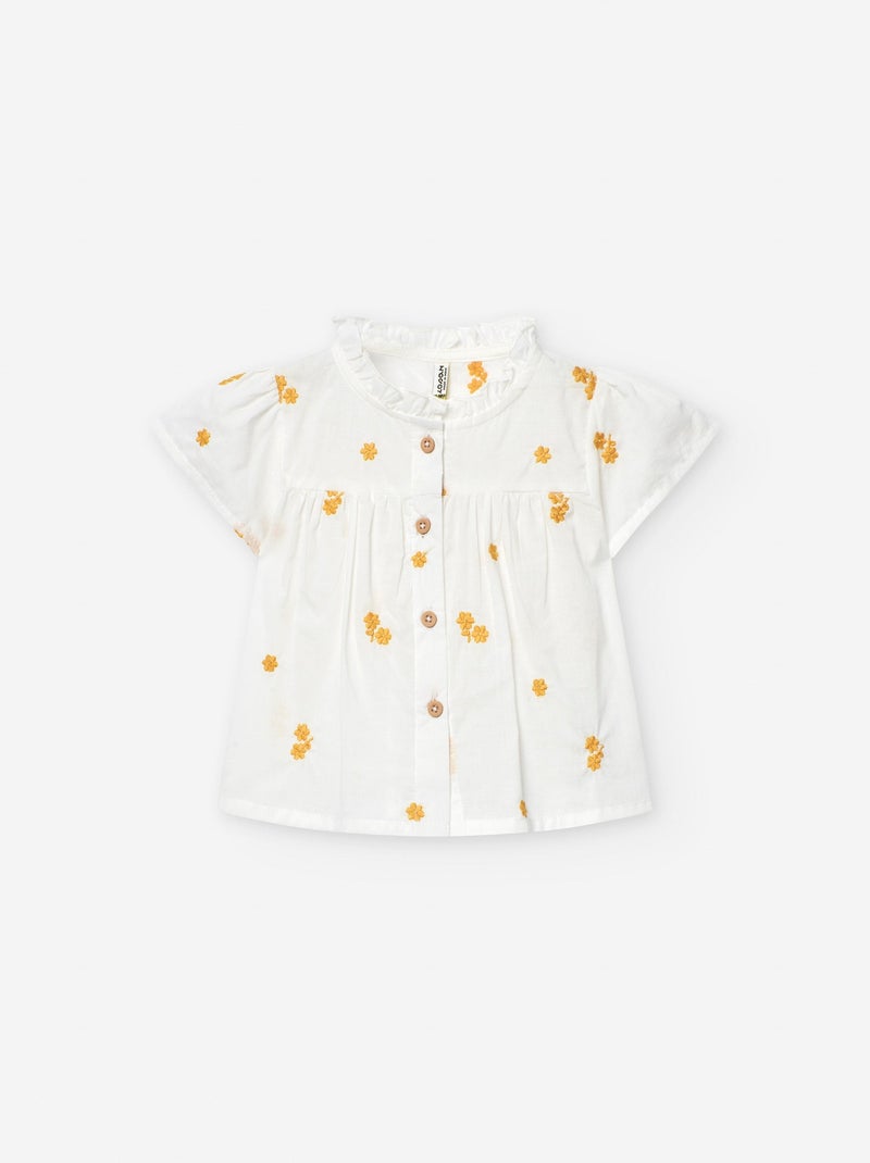 Chemise avec Broderies de Fleurs Blanc - Kiabi