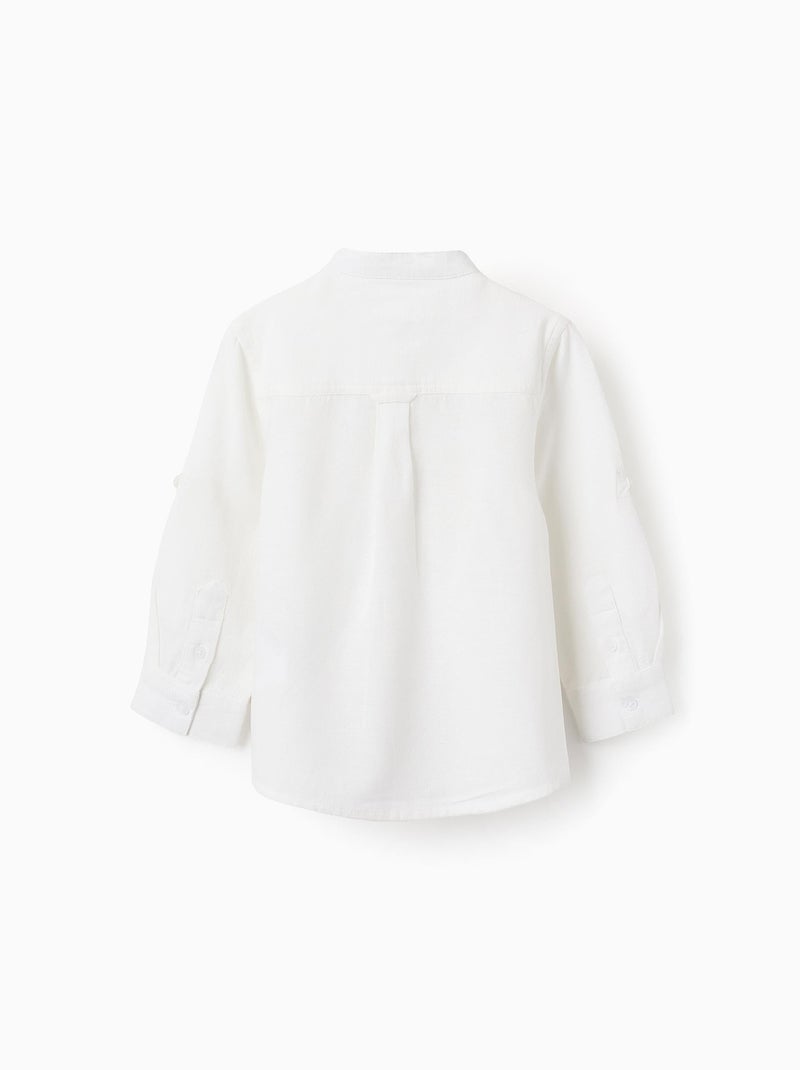 Chemise avec Col Mao et Passants Blanc - Kiabi