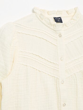 Chemise avec col volanté et broderies