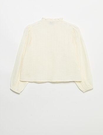 Chemise avec col volanté et broderies