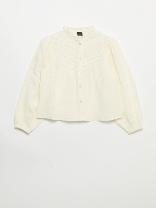 Chemise avec col volanté et broderies - Kiabi Chemise avec col volanté et broderies - Kiabi
