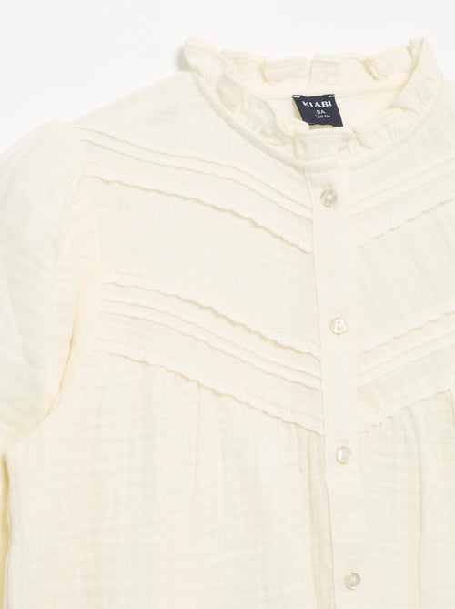 Chemise avec col volanté et broderies - Kiabi Chemise avec col volanté et broderies - Kiabi