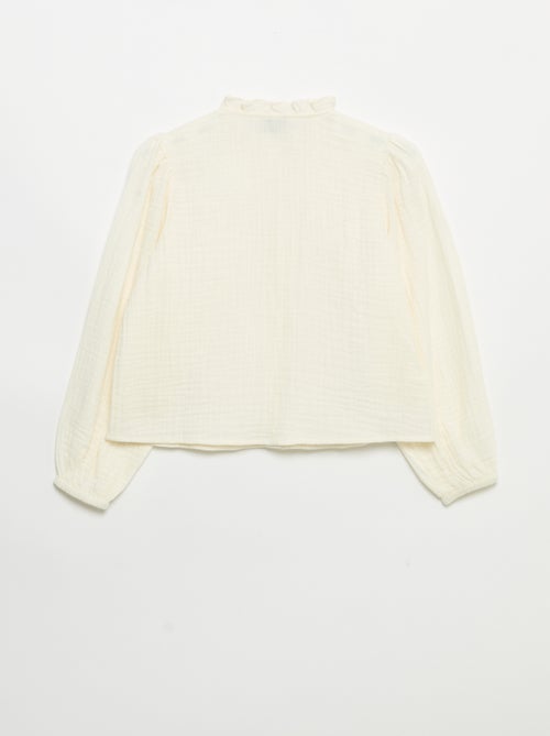 Chemise avec col volanté et broderies - Kiabi Chemise avec col volanté et broderies - Kiabi