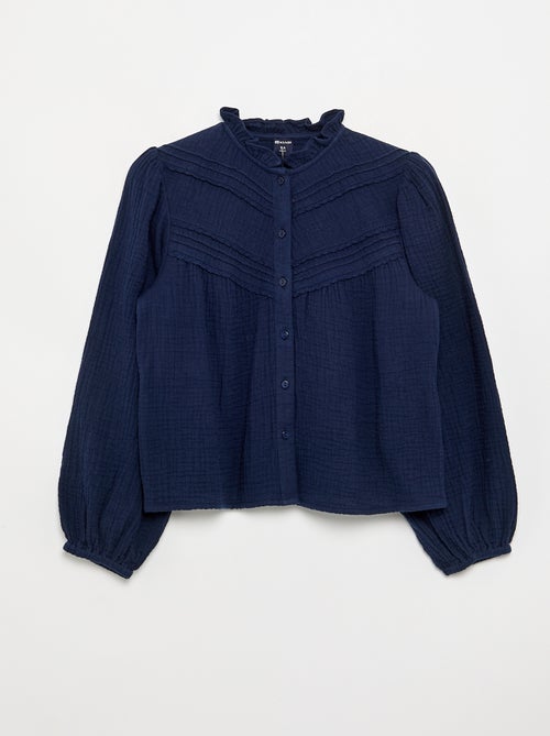 Chemise avec col volanté et broderies - Kiabi Chemise avec col volanté et broderies - Kiabi