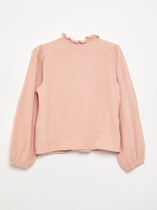Chemise avec col volanté et broderies - Kiabi